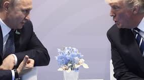 Vladimir Poutine et Donald Trump, lors d'une rencontre au sommet du G20 le 7 juillet 2017.