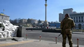 Place de l'Indépendance, à Kiev, le 23 mars 2022
