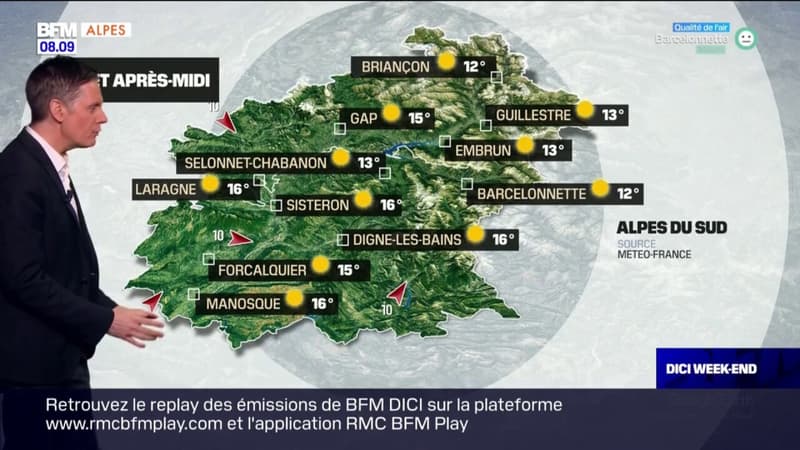 Météo Alpes du Sud: du soleil ce samedi, jusqu'à 15°C à Gap et 16°C à Digne-les-Bains