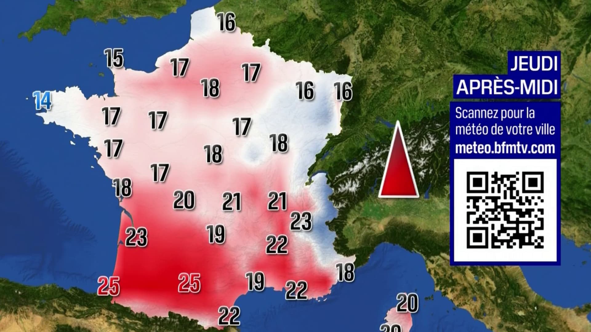 La carte des températures prévues ce jeudi 4 avril 2024