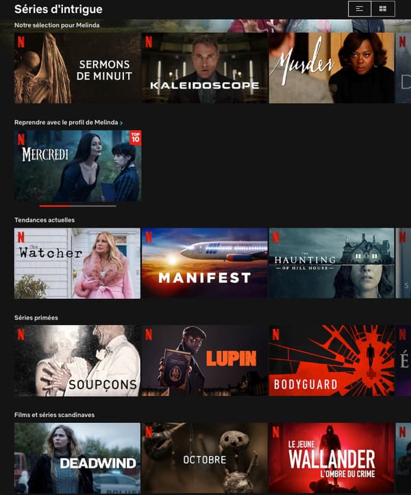 Netflix permet de trier les contenus en connaissant le bon code