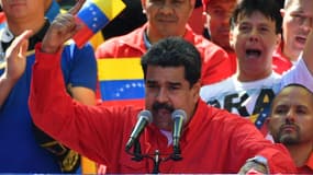 Nicolas Maduro lors d'un rassemblement à Caracas le 23 février 2019