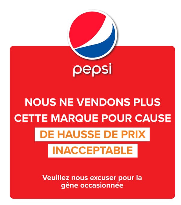 Une affiche de Carrefour expliquant le déréférencement de Pepsi