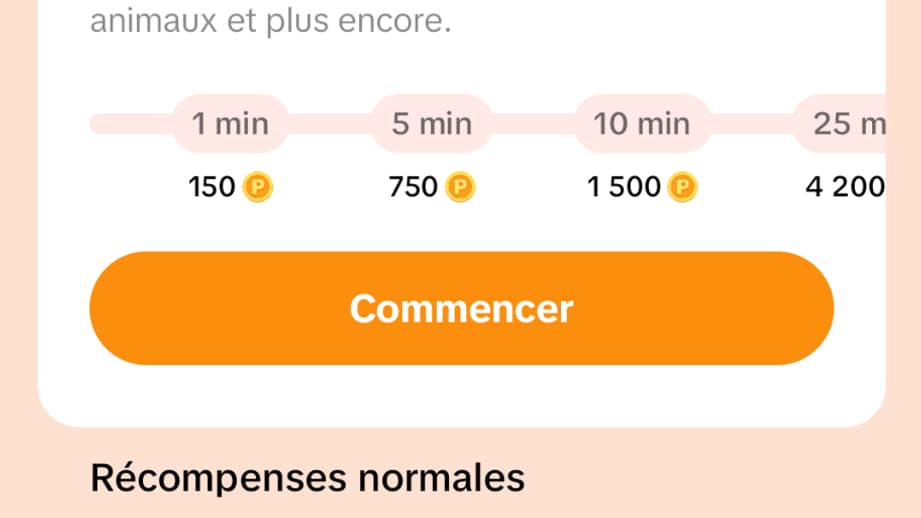 Le centre de récompenses de Tiktok Lite.