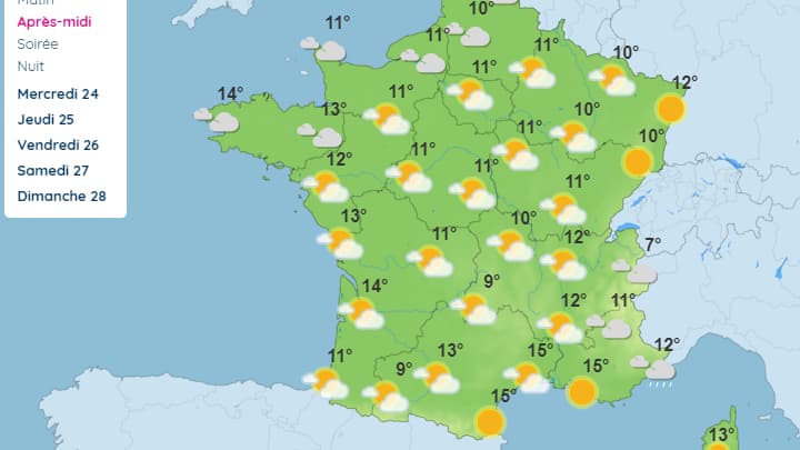 La météo attendue mardi 23 avril 2024 en France. 