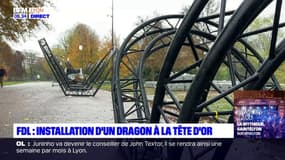 Fête des Lumières: l'installation d'un dragon à la Tête d'Or