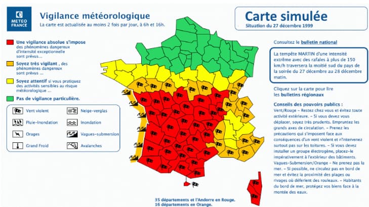 Simulation de la tempête Lothar, le 27 décembre 1999. Simulation de la tempête Lothar, le 27 décembre 1999.