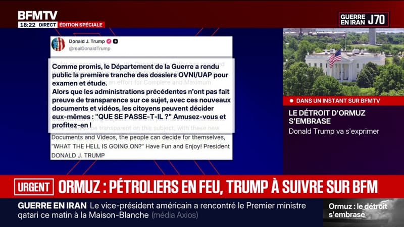 Le département de la Guerre a rendu public la première tranche des dossiers OVNI, annonce Donald Trump