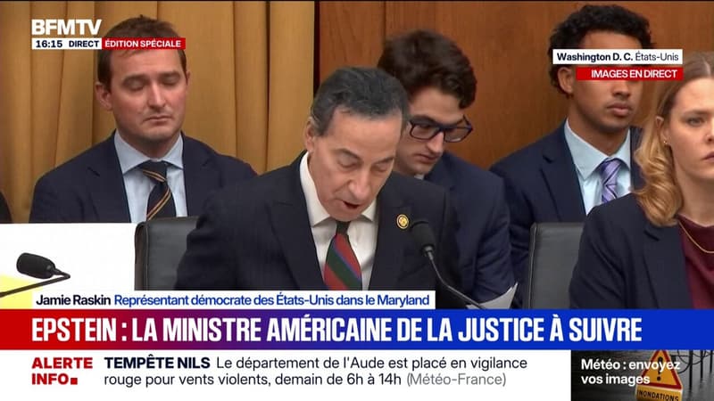 Affaire Epstein: "Vous êtes du coté des auteurs des crimes au détriment des victimes" déclare Jamie Raskin, élu démocrate, à la ministre de la Justice