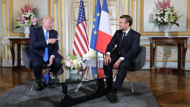 Donald Trump et Emmanuel Macron le 6 juin 2019 à Caen