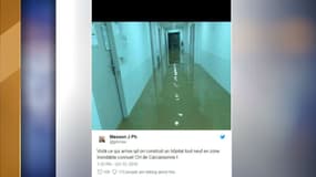 Les couloirs de l'hôpital de Carcassonne inondés.
