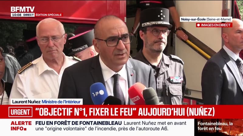 Incendie à Fontainebleau: "Nous n'avons pas d'habitations touchées et pas de blessés", déclare Laurent Nuñez, ministre de l'Intérieur