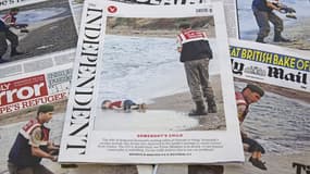 La photo du jeune Aylan publiée par la presse quotidienne britannique. 