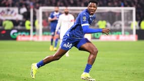Faris Moumbagna lors du match de Ligue 1 entre l'OL et l'OM ,le 04/02/2024