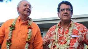 Gaston Flosse et Edouard Fritch, le 5 mai 2013 à Papeete.