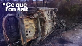 Une voiture brûlée lors d'un incendie de forêt dans l'Hérault, le 19 août 2024