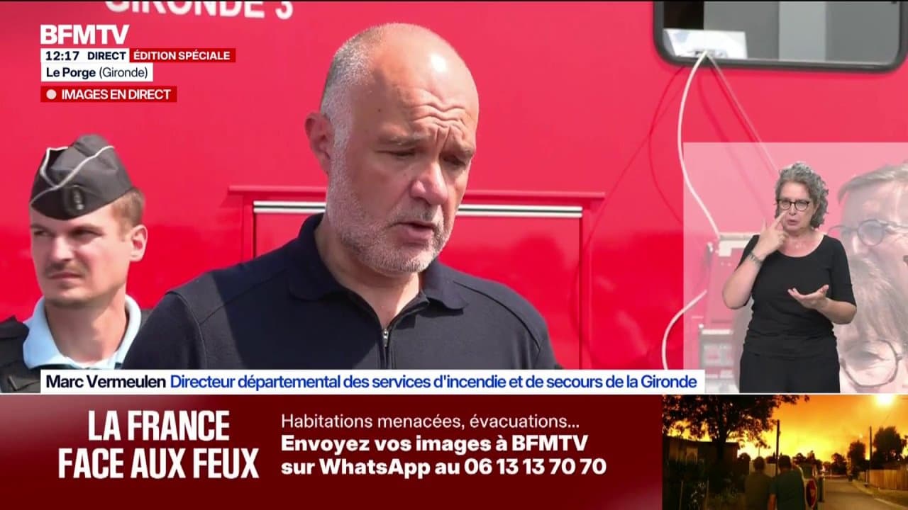 Incendie en Gironde: "Le feu se situe à peu près à 300 mètres des premières habitations de Lège-Cap-Ferret", indique le directeur du SDIS