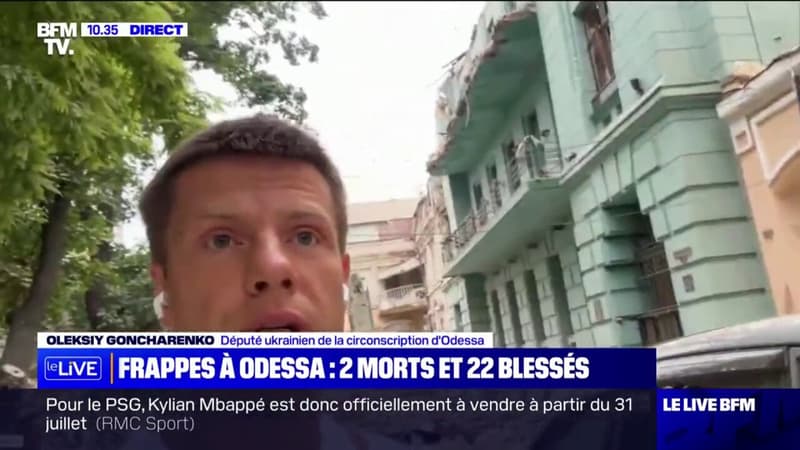 Frappes sur Odessa: le député ukrainien Oleksiy Goncharenko montre les dégâts dans la ville