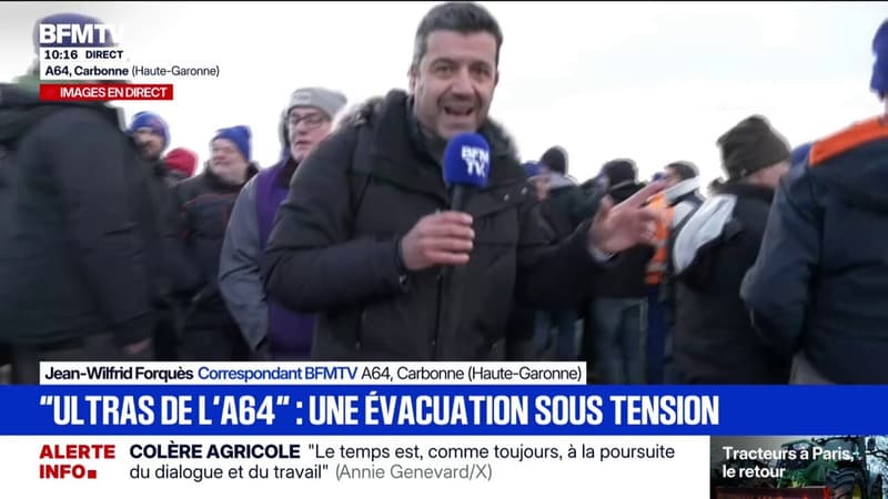 Colère des agriculteurs: évacuation sous tension de l'autoroute A64