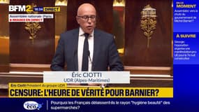 Motion de censure: "Nous vous avions laissé une chance" déplore Éric Ciotti (UDR)