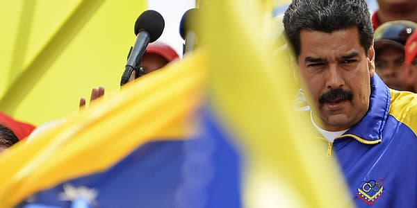 Nicolas Maduro s'adresse à ses partisans, le 24 février. Nicolas Maduro s'adresse à ses partisans, le 24 février.