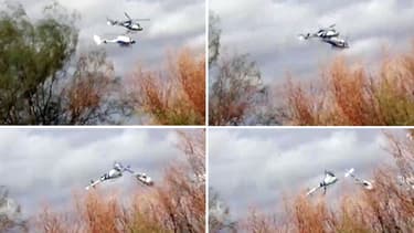 Le lieu du crash des hélicoptères, en Argentine, quelques minutes après le drame.