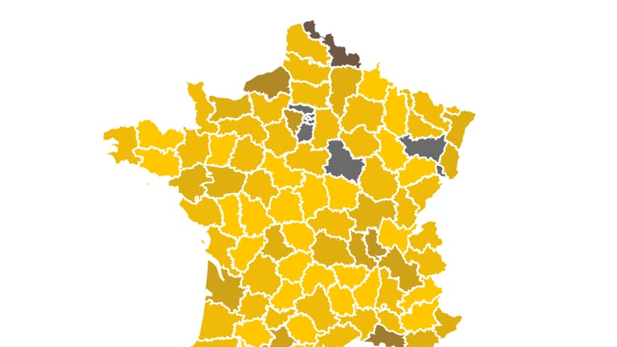 Carte des nouvelles hospitalisations quotidiennes pour cas de Covid-19 au 23 juin 2021 en France métropolitaine