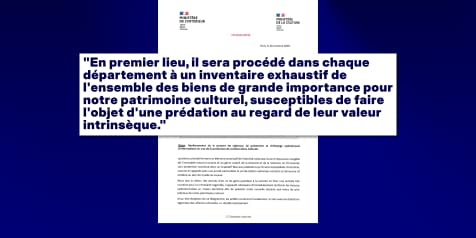 La ministre de la culture Rachida Dati et le ministre de l'Intérieur Laurent Nunez demandent un renforcement de la vigilance sur les biens culturels.