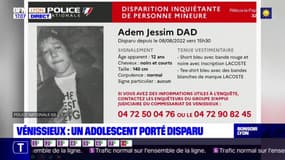 Vénissieux : un adolescent porté disparu