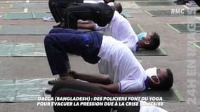 Des policiers évacuent le stress de la crise sanitaire en faisant du yoga
