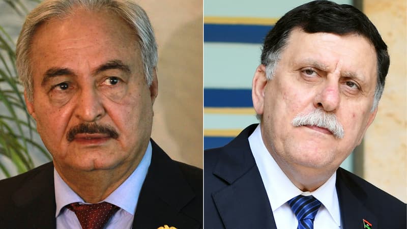 Khalifa Haftar et Fayez al-Sarraj.