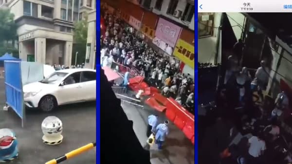 Captures d'écran de vidéos des mouvements de protestation qui ont eu lieu à Guangzhou en Chine le 24 novembre dernier.