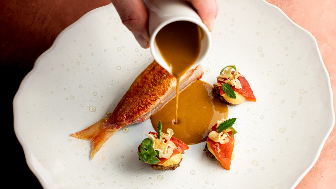 Un plat de poisson du restaurant de La Chèvre d'Or.