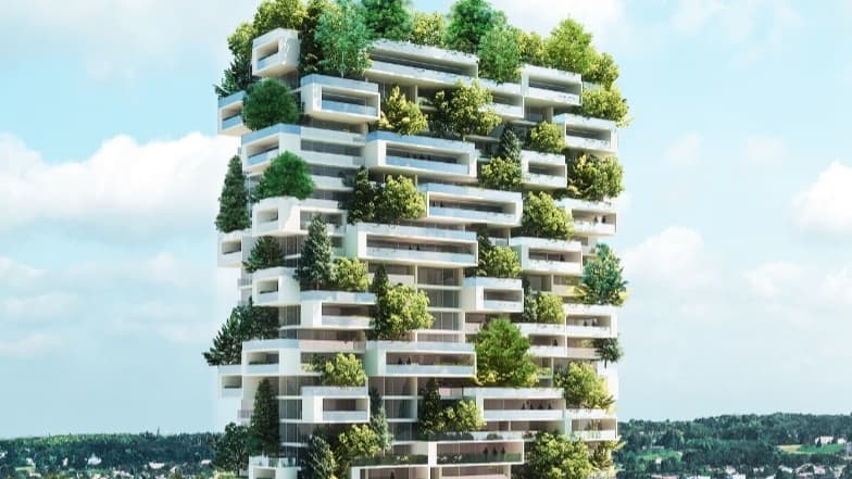 Une tour résidentielle avec des jardins suspendus