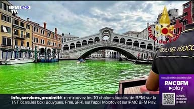 À Venise, l'eau du Grand Canal vire au vert fluo