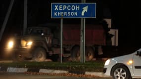 Le panneau de la ville de Kherson, en Ukraine, le 19 octobre 2022