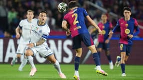 Lautaro Martinez et Pau Cubarsi lors de Barça-Inter, le 30 avril 2025.