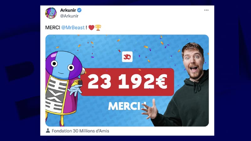 Thanks to Arkunir, the youtuber MrBeast donated 23,000 euros to 30 Million Friends Thanks to Arkunir, the youtuber MrBeast donated 23,000 euros to 30 Million Friends