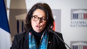 La députée MoDem Marina Ferrari en point presse le 7 février 2023