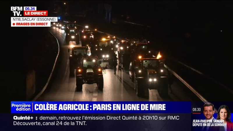 Colère des agriculteurs: des tracteurs bloquent la N118 à hauteur de Saclay en Essonne
