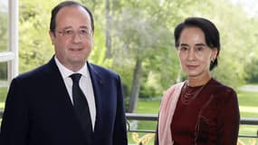 François Hollande a reçu mardi à l'Elysée l'opposante birmane Aung San Suu Kyi.
