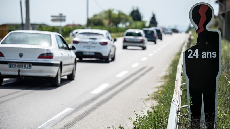 Sur la national 7, entre Gervans et Valence, rappel d'une victime de la route.