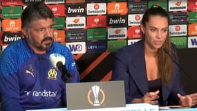 Gennaro Gattuso et Alessia Hughes Enriquez en conférence de presse à Marseille