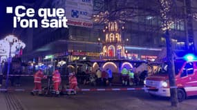 Des secours à Magdebourg, au nord de l'Allemagne après qu'une voiture a foncé sur la foule d'un marché de Noël, le 20 décembre 2024.