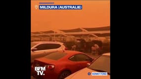 Une tempête de poussière rend le ciel rouge dans la ville de Mildura en Australie