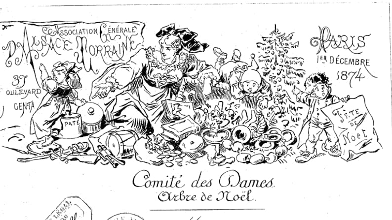 L'arbre de Noël de l'Association générale d'Alsace-Lorraine, Paris, 1er décembre 1874.