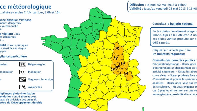 Six départements ont été placés en vigilance orange pluie et inondations pour 24 heures.