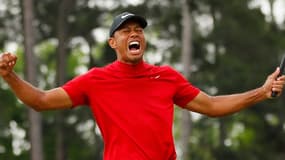 Tiger Woods, lors de sa victoire sur le Master d'Augusta.