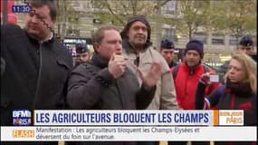 Les agriculteurs bloquent les Champs-Élysées et veulent être reçus par Emmanuel Macron
