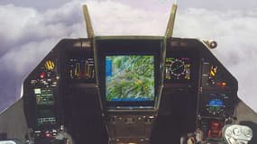 Intérieur d'un cockpit d'avion Rafale.